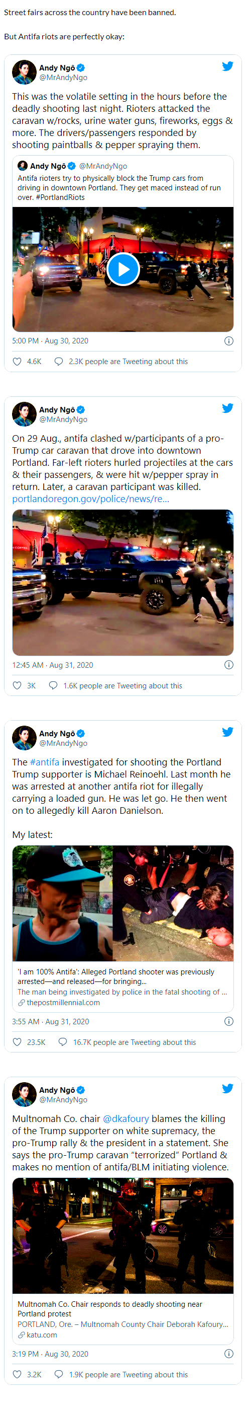 "Blames the killing of the Trump supporter on white supremacy, the pro-Trump rally & the president in a statement. She says the pro-Trump caravan “terrorized” Portland & makes no mention of antifa/BLM initiating violence." - Winds Of Jihad 