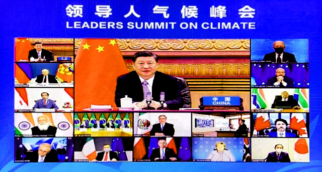 The president of Communist China who started COVID, does not ear a mask while the stupid American president bows down keeping his mask on sitting in the open air. 