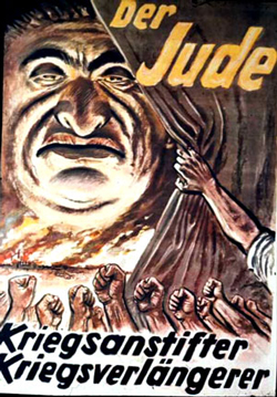 Actual poster created by Hitler's fascist media, helping to exterminate the Jews. - Webmaster 