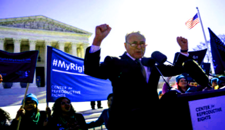 "For the Senate's Democratic leader to stand on the front steps of the Supreme Court and furiously shout words that sound very much like a threat against two high court justices is unseemly and warrants a full-throated apology." - USA Today
