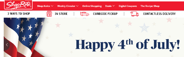 Out of eight major food brands on the east coast, only Shoprite wished its customers a Happy Fourth. - Webmaster