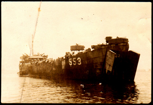 Click here for enlarged view of LSD 553, Okinawa, WWII.
