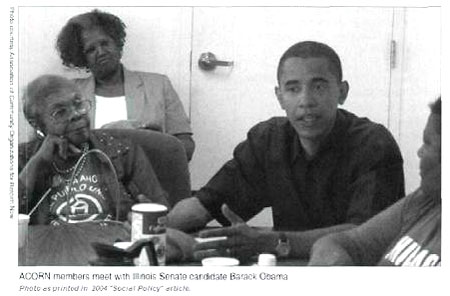 Having the media behind it has encouraged the Obama campaign to take the Audacity of Hype to appalling extremes of arrogance. Obama's Fight the Smears site even denies that BHO worked for the Radical Left vote fraud outfit ACORN, even though it is public knowledge that he was a top trainer for ACORN brownshirts (or rather, redshirts), and represented them as a lawyer as part of their campaign to force banks to make mortgage loans based on race instead of ability to repay — a contributing factor to the subprime meltdown that led directly to the current economic crisis.